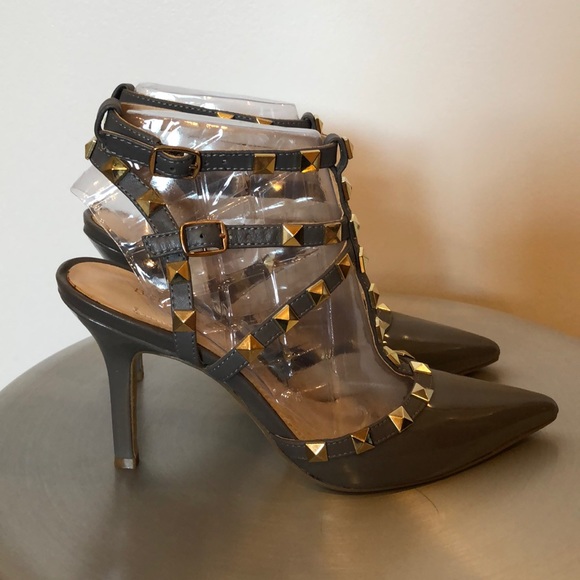 BCBGeneration Shoes - BCBG patent leather Grey studded Mules